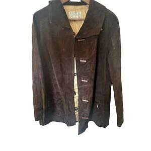 Karen Silton Vintage Brown Suede Jacket Toggle Closure Size 7/8 Boho